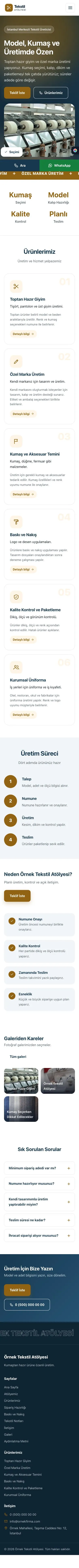 Hareketli Mavi Turuncu – Tekstil Web Sitesi mobil görünümü