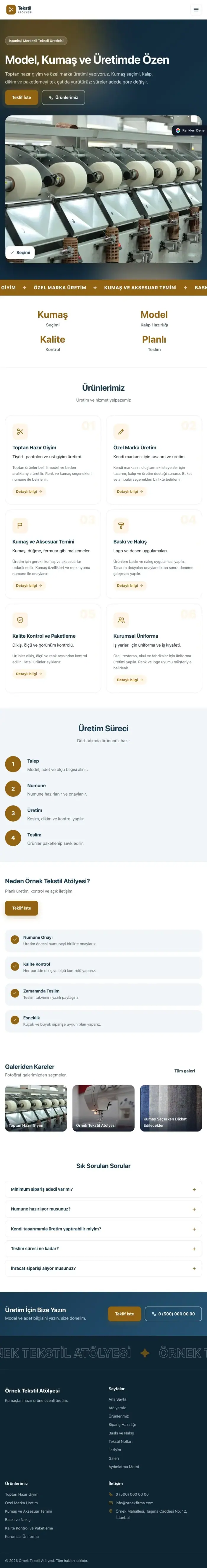 Hareketli Mavi Turuncu – Tekstil Web Sitesi tablet görünümü