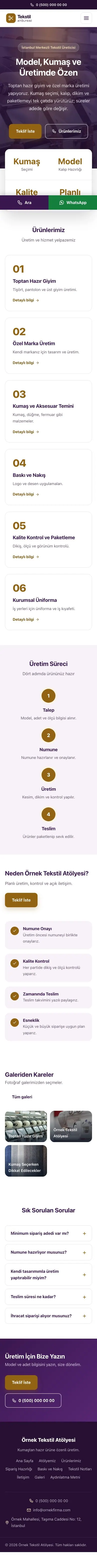 Merkez Mor Turuncu – Tekstil Web Sitesi mobil görünümü