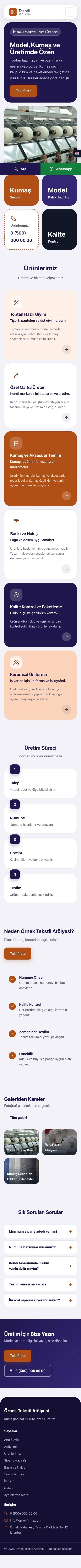 Mozaik Lacivert Turuncu – Tekstil Web Sitesi mobil görünümü