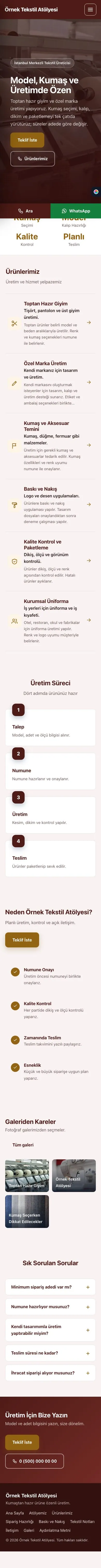 Sol Menü Bordo Turuncu – Tekstil Web Sitesi mobil görünümü