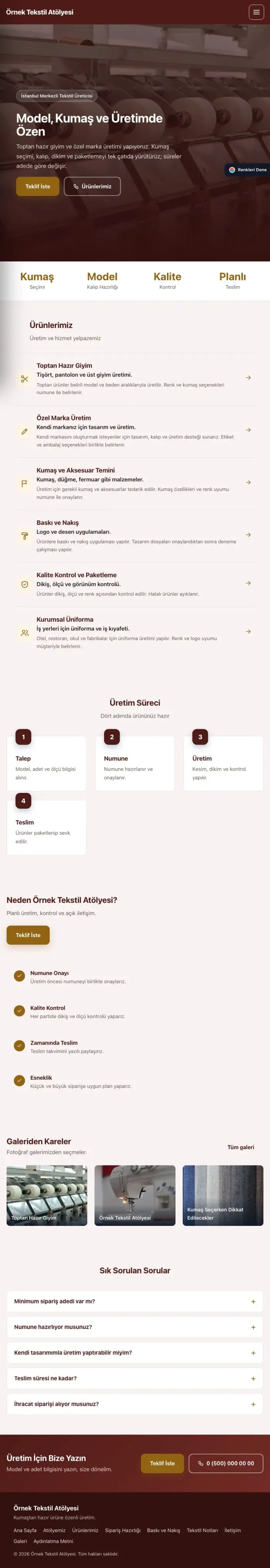 Sol Menü Bordo Turuncu – Tekstil Web Sitesi tablet görünümü
