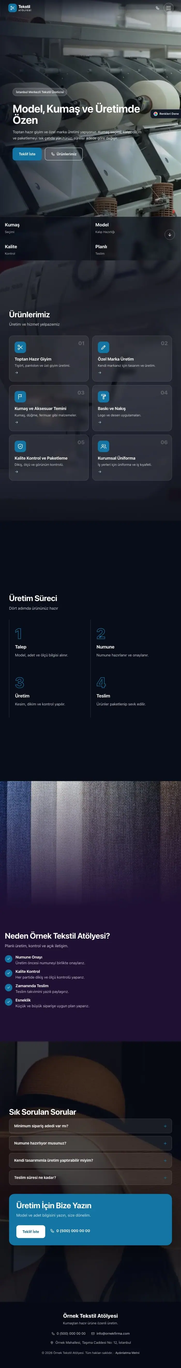 Tam Ekran Mor Mavi – Tekstil Web Sitesi tablet görünümü