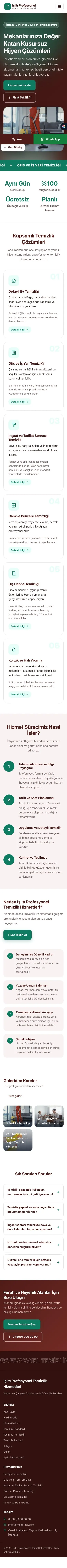 Hareketli Bordo Turkuaz – Temizlik Web Sitesi mobil görünümü