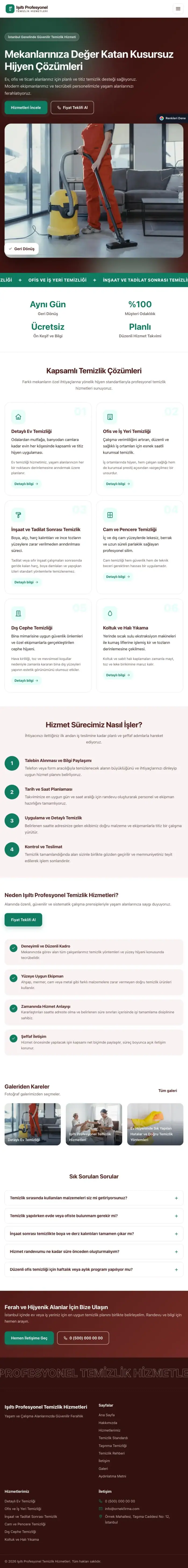 Hareketli Bordo Turkuaz – Temizlik Web Sitesi tablet görünümü