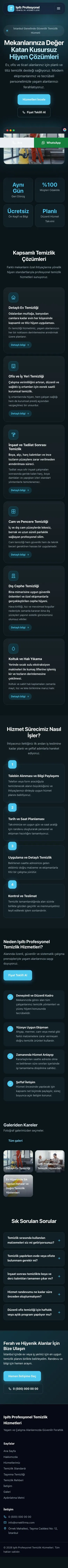 Koyu Modern Mavi Turkuaz – Temizlik Web Sitesi mobil görünümü