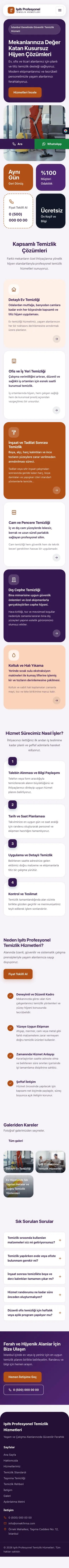 Mozaik Mor Turuncu – Temizlik Web Sitesi mobil görünümü