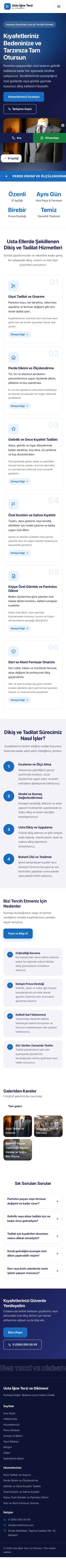 Hareketli Lacivert Mavi – Terzi ve Tadilat Web Sitesi mobil görünümü