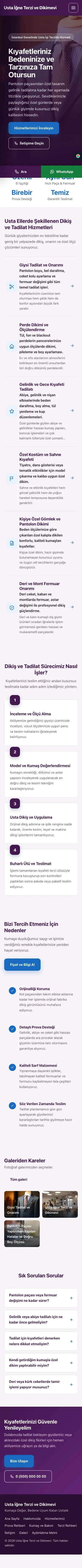 Sol Menü Mor Mavi – Terzi ve Tadilat Web Sitesi mobil görünümü