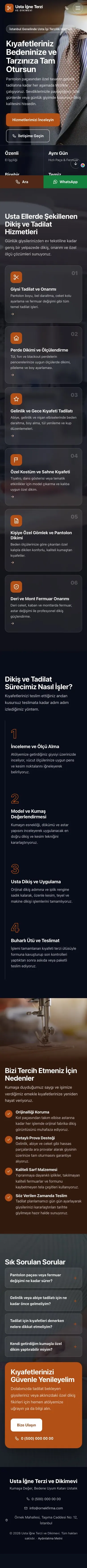 Tam Ekran Kahve Turuncu – Terzi ve Tadilat Web Sitesi mobil görünümü