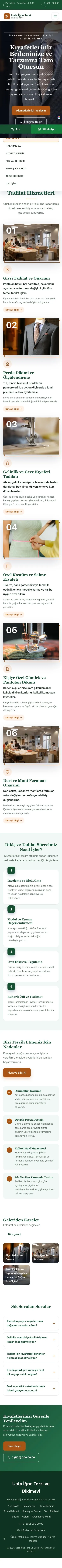 Zigzag Yeşil Turuncu – Terzi ve Tadilat Web Sitesi mobil görünümü