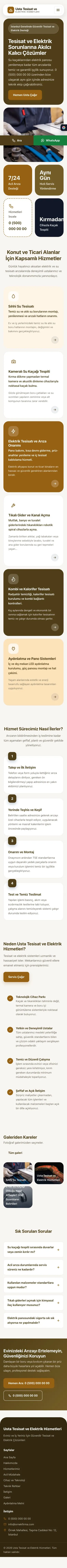 Mozaik Kahve Turuncu – Tesisat ve Elektrik Web Sitesi mobil görünümü