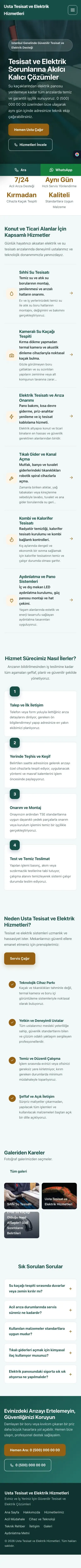 Sol Menü Petrol Turuncu – Tesisat ve Elektrik Web Sitesi mobil görünümü