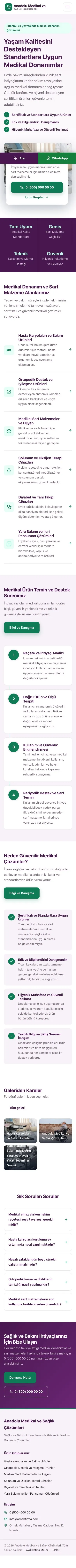 Bölünmüş Mor Turkuaz – Tıbbi Cihaz ve Medikal Web Sitesi mobil görünümü