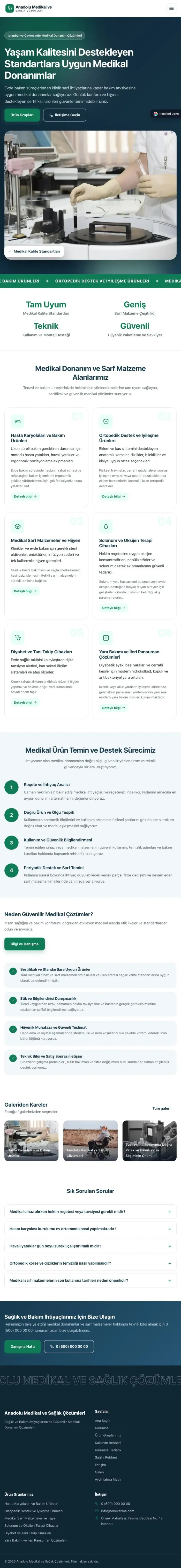 Hareketli Mavi Turkuaz – Tıbbi Cihaz ve Medikal Web Sitesi tablet görünümü