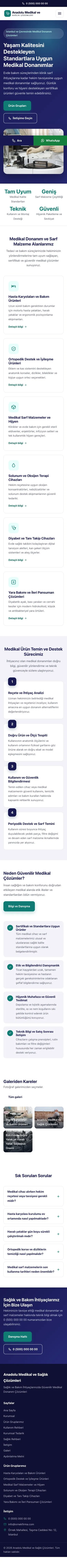 Klasik Lacivert Turkuaz – Tıbbi Cihaz ve Medikal Web Sitesi mobil görünümü