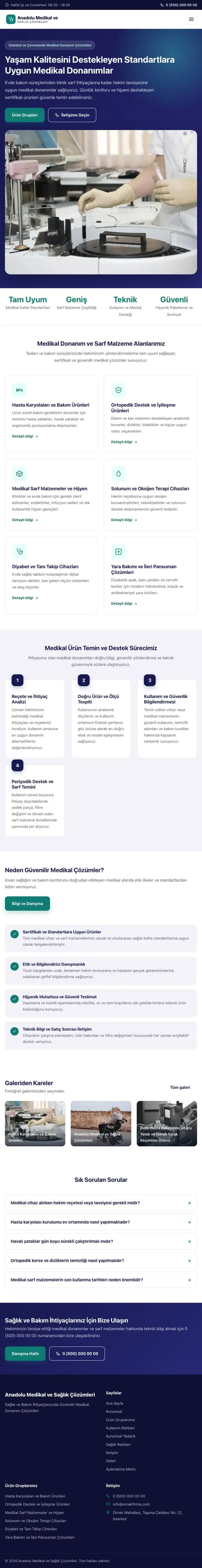 Klasik Lacivert Turkuaz – Tıbbi Cihaz ve Medikal Web Sitesi tablet görünümü
