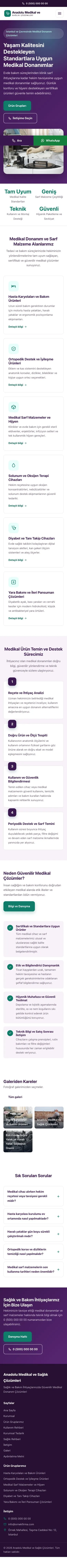 Klasik Mor Turkuaz – Tıbbi Cihaz ve Medikal Web Sitesi mobil görünümü