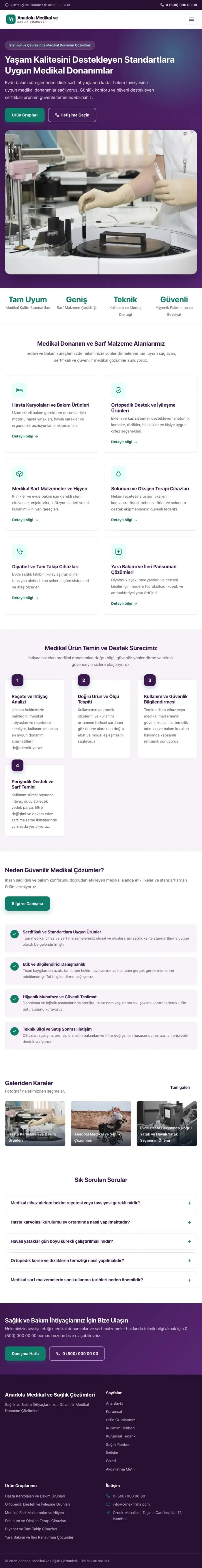 Klasik Mor Turkuaz – Tıbbi Cihaz ve Medikal Web Sitesi tablet görünümü