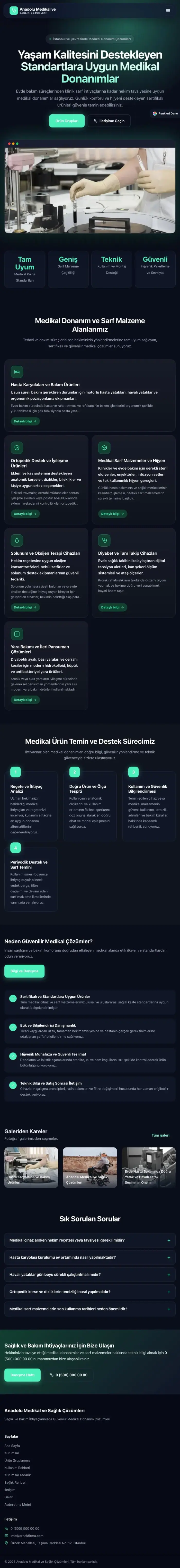 Koyu Modern Lacivert Turkuaz – Tıbbi Cihaz ve Medikal Web Sitesi tablet görünümü
