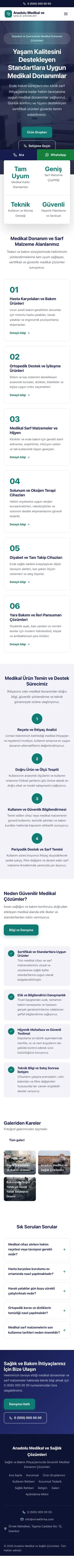 Merkez Lacivert Turkuaz – Tıbbi Cihaz ve Medikal Web Sitesi mobil görünümü