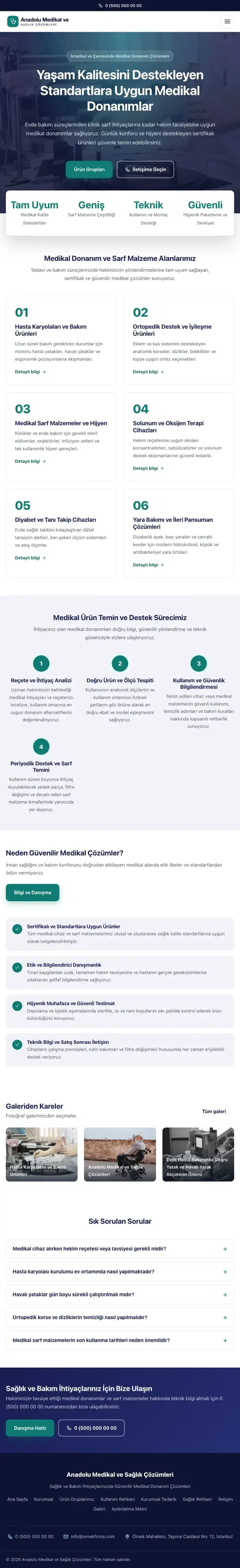 Merkez Lacivert Turkuaz – Tıbbi Cihaz ve Medikal Web Sitesi tablet görünümü