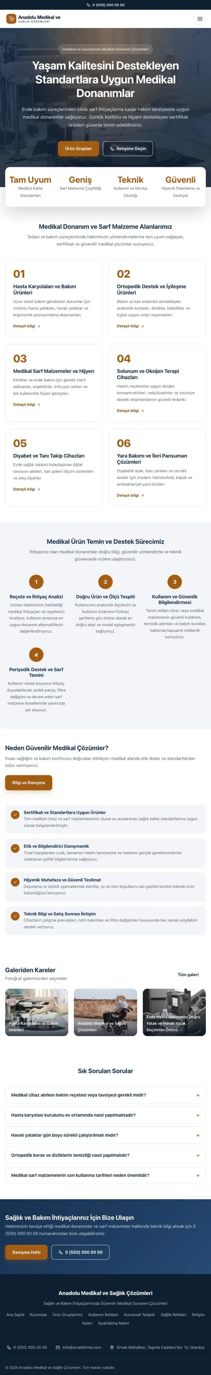 Merkez Mavi Turuncu – Tıbbi Cihaz ve Medikal Web Sitesi tablet görünümü