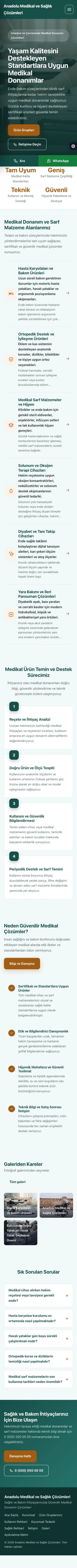 Sol Menü Petrol Turuncu – Tıbbi Cihaz ve Medikal Web Sitesi mobil görünümü