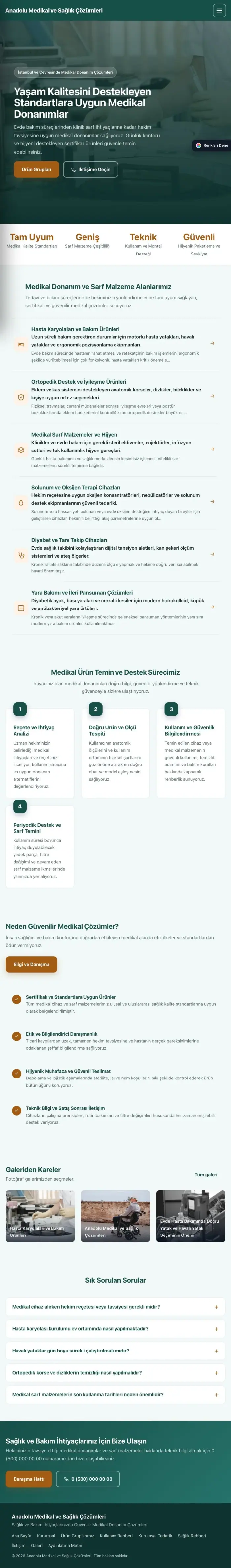 Sol Menü Petrol Turuncu – Tıbbi Cihaz ve Medikal Web Sitesi tablet görünümü