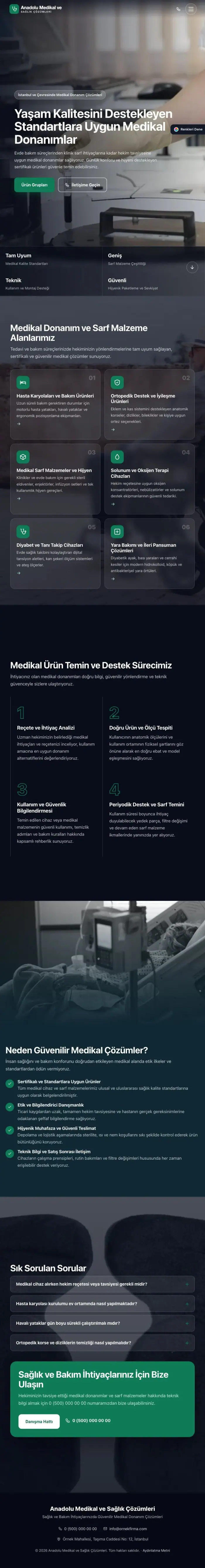 Tam Ekran Mavi Turkuaz – Tıbbi Cihaz ve Medikal Web Sitesi tablet görünümü