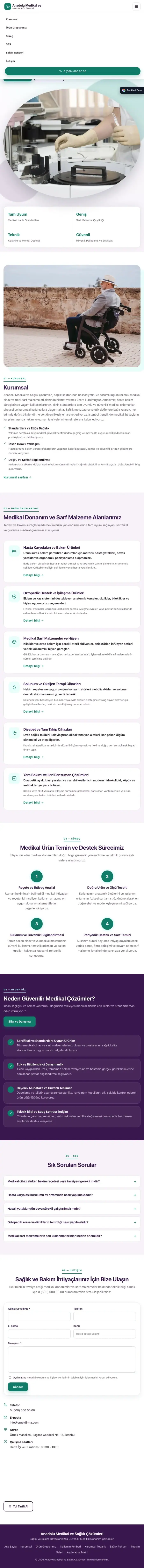 Tek Sayfa Mor Turkuaz – Tıbbi Cihaz ve Medikal Web Sitesi tablet görünümü