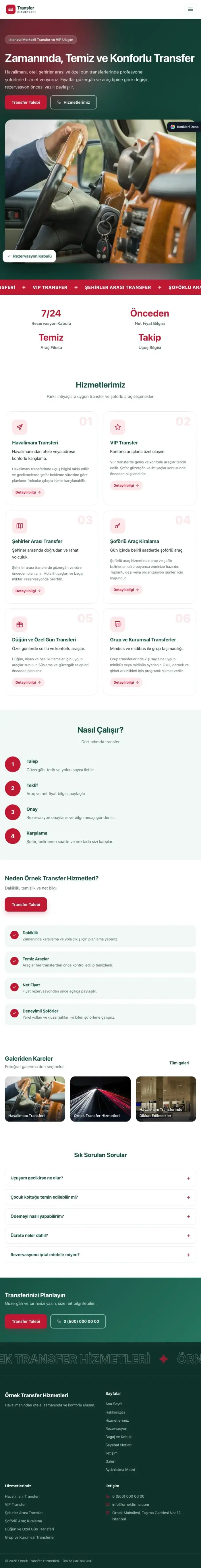 Hareketli Petrol Kırmızı – Transfer ve VIP Web Sitesi tablet görünümü