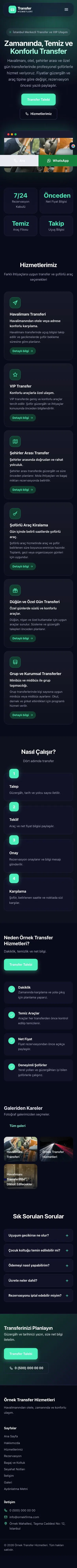 Koyu Modern Lacivert Turkuaz – Transfer ve VIP Web Sitesi mobil görünümü