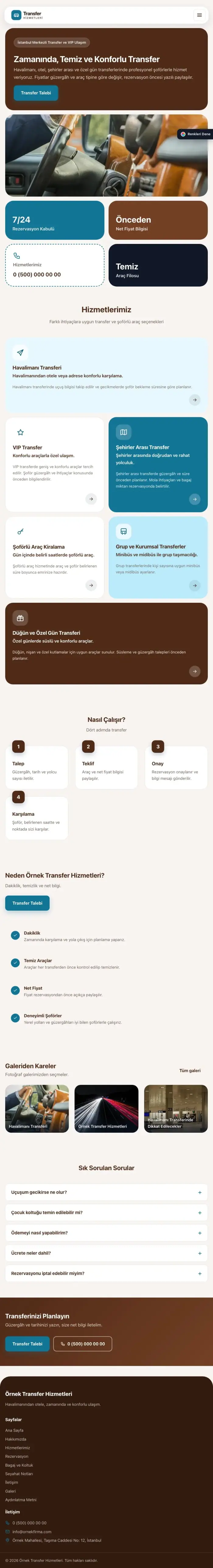 Mozaik Kahve Turkuaz – Transfer ve VIP Web Sitesi tablet görünümü