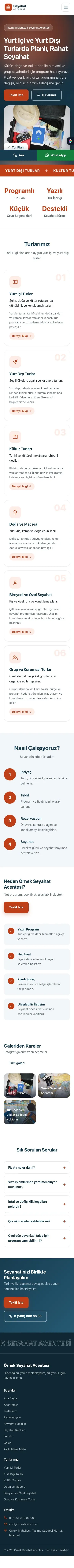 Hareketli Mavi Turuncu – Tur ve Seyahat Acentesi Web Sitesi mobil görünümü