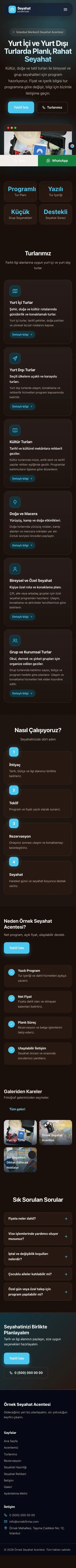 Koyu Modern Kahve Turkuaz – Tur ve Seyahat Acentesi Web Sitesi mobil görünümü