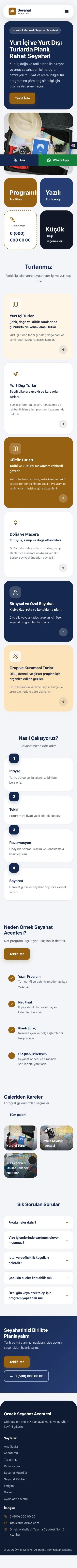 Mozaik Mavi Turuncu – Tur ve Seyahat Acentesi Web Sitesi mobil görünümü
