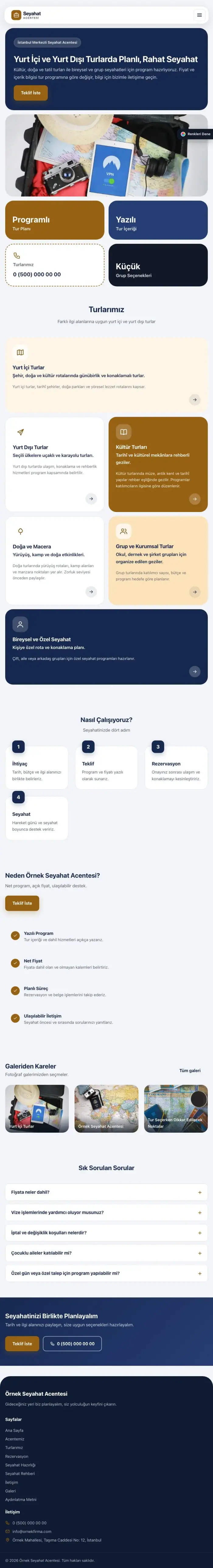 Mozaik Mavi Turuncu – Tur ve Seyahat Acentesi Web Sitesi tablet görünümü
