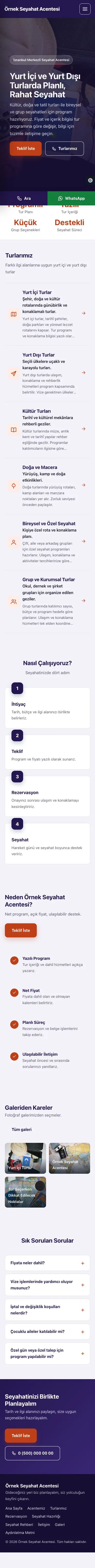 Sol Menü Lacivert Turuncu – Tur ve Seyahat Acentesi Web Sitesi mobil görünümü