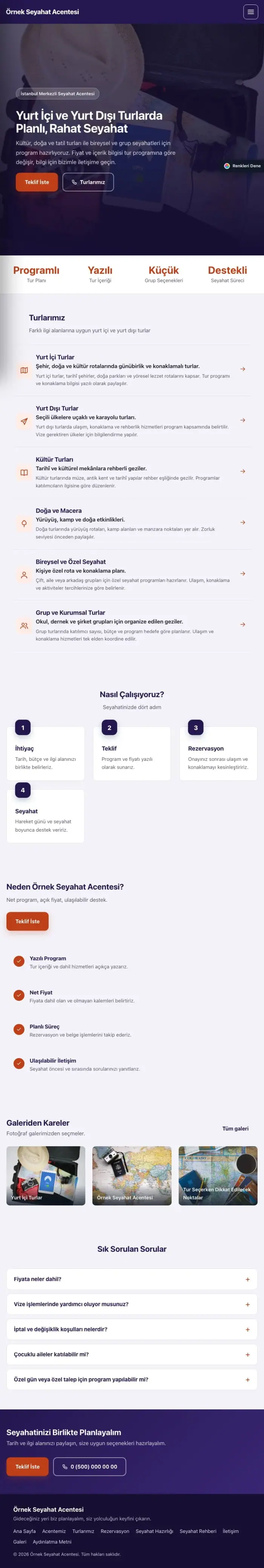 Sol Menü Lacivert Turuncu – Tur ve Seyahat Acentesi Web Sitesi tablet görünümü