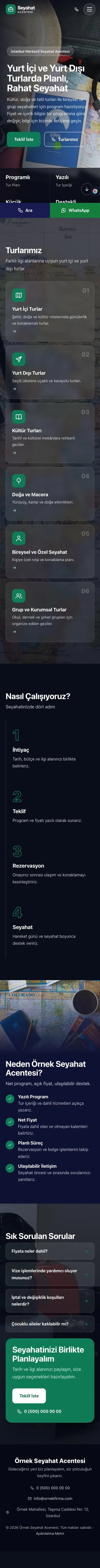 Tam Ekran Lacivert Turkuaz – Tur ve Seyahat Acentesi Web Sitesi mobil görünümü