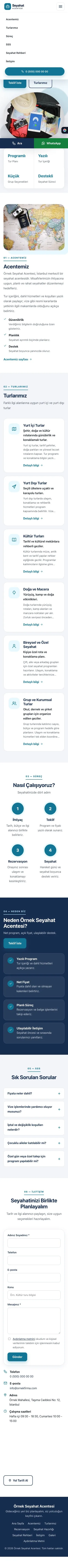 Tek Sayfa Mavi Turkuaz – Tur ve Seyahat Acentesi Web Sitesi mobil görünümü