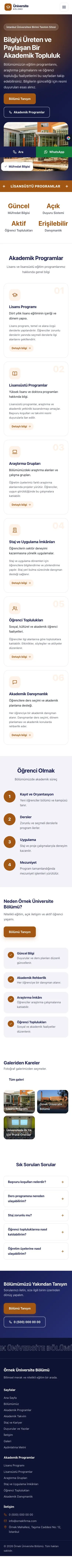 Hareketli Lacivert Turuncu – Üniversite Birimi Web Sitesi mobil görünümü