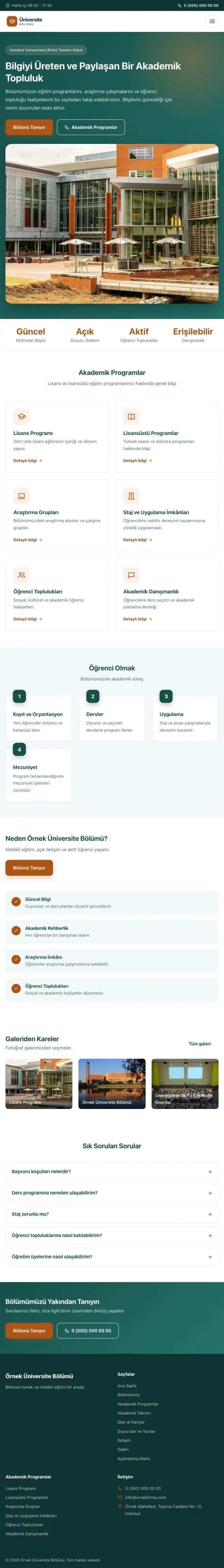 Klasik Petrol Turuncu – Üniversite Birimi Web Sitesi tablet görünümü