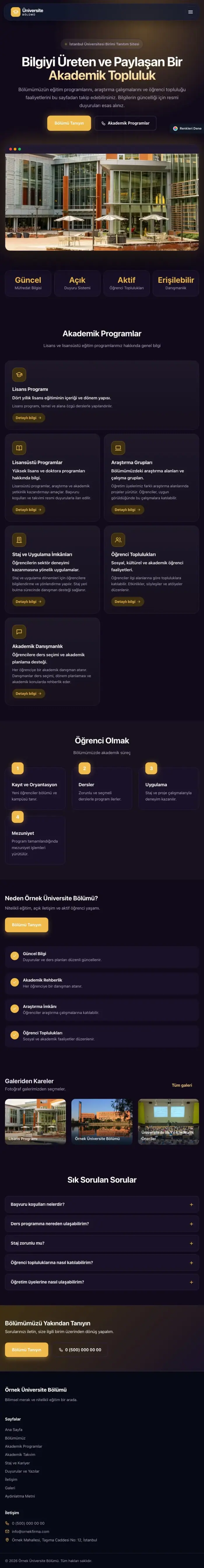 Koyu Modern Mor Amber – Üniversite Birimi Web Sitesi tablet görünümü