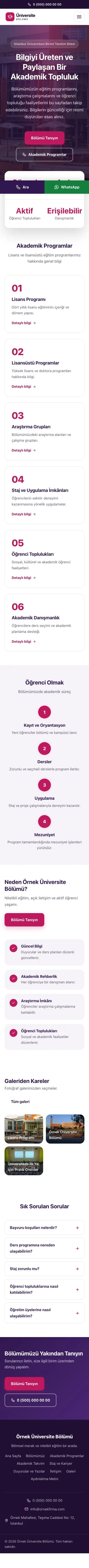 Merkez Mor Pembe – Üniversite Birimi Web Sitesi mobil görünümü