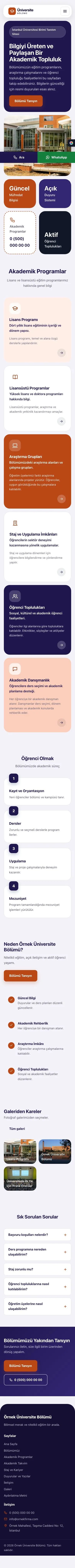 Mozaik Lacivert Turuncu – Üniversite Birimi Web Sitesi mobil görünümü
