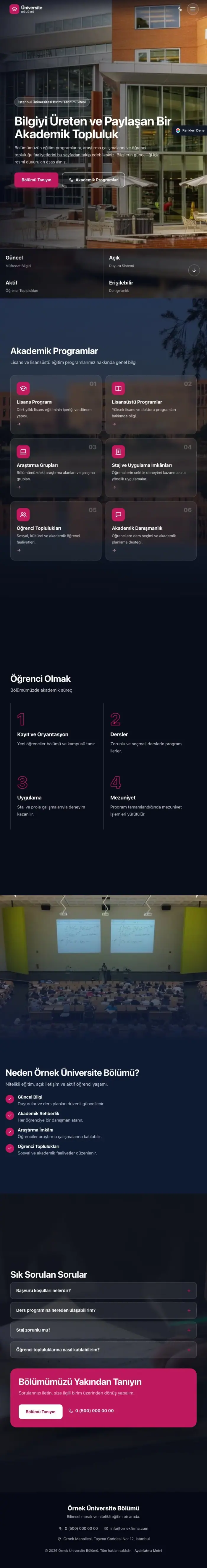 Tam Ekran Mavi Pembe – Üniversite Birimi Web Sitesi tablet görünümü