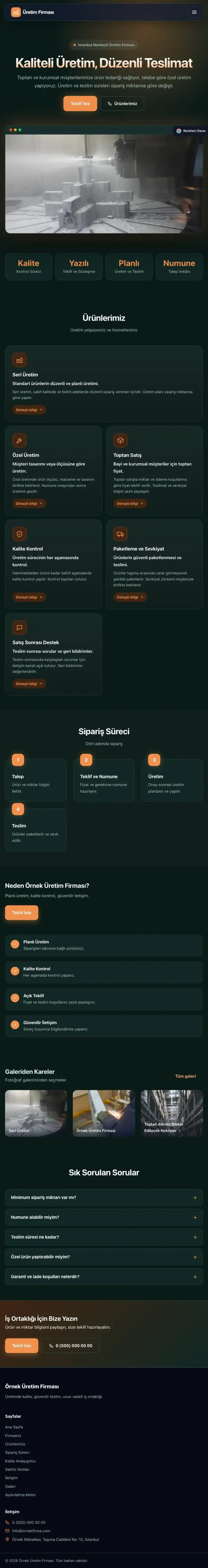 Koyu Modern Petrol Turuncu – Üretici Firma Web Sitesi tablet görünümü