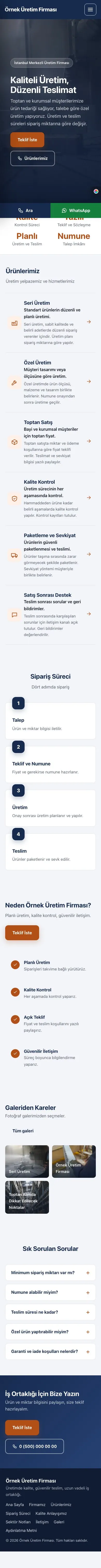 Sol Menü Mavi Turuncu – Üretici Firma Web Sitesi mobil görünümü